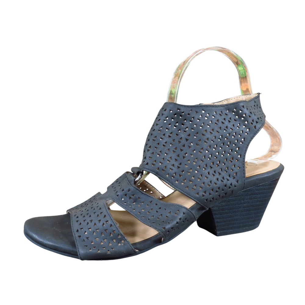 SOUL Naturalizer Dez Womens Block Heel Sandal Size 8M Dressy Laser Cut Black
